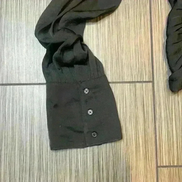 Free People Black Long Bell Sleeves V-Neck Meet Me There Button Down Blouse Sz S - Picture 9 of 14